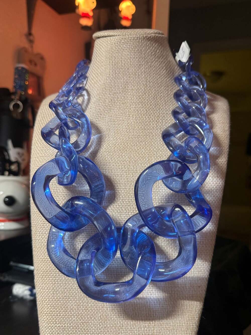 Zenzii Blue Acrylic Oversized Link Statement Necklace